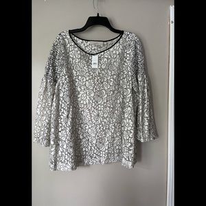 Loft Lace Top with 3/4 Bell sleeves NWT